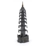 Luen Wo, Chinese silver model of a pagoda, 12cm high, 51.0g