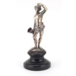 Walter & John Barnard, 19th century silver figure of Bacchus, raised on an ebonised wood base, 13.