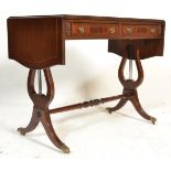 A 20th Century Regency revival  mahogany inlaid sofa table / drop sided writing desk having twin