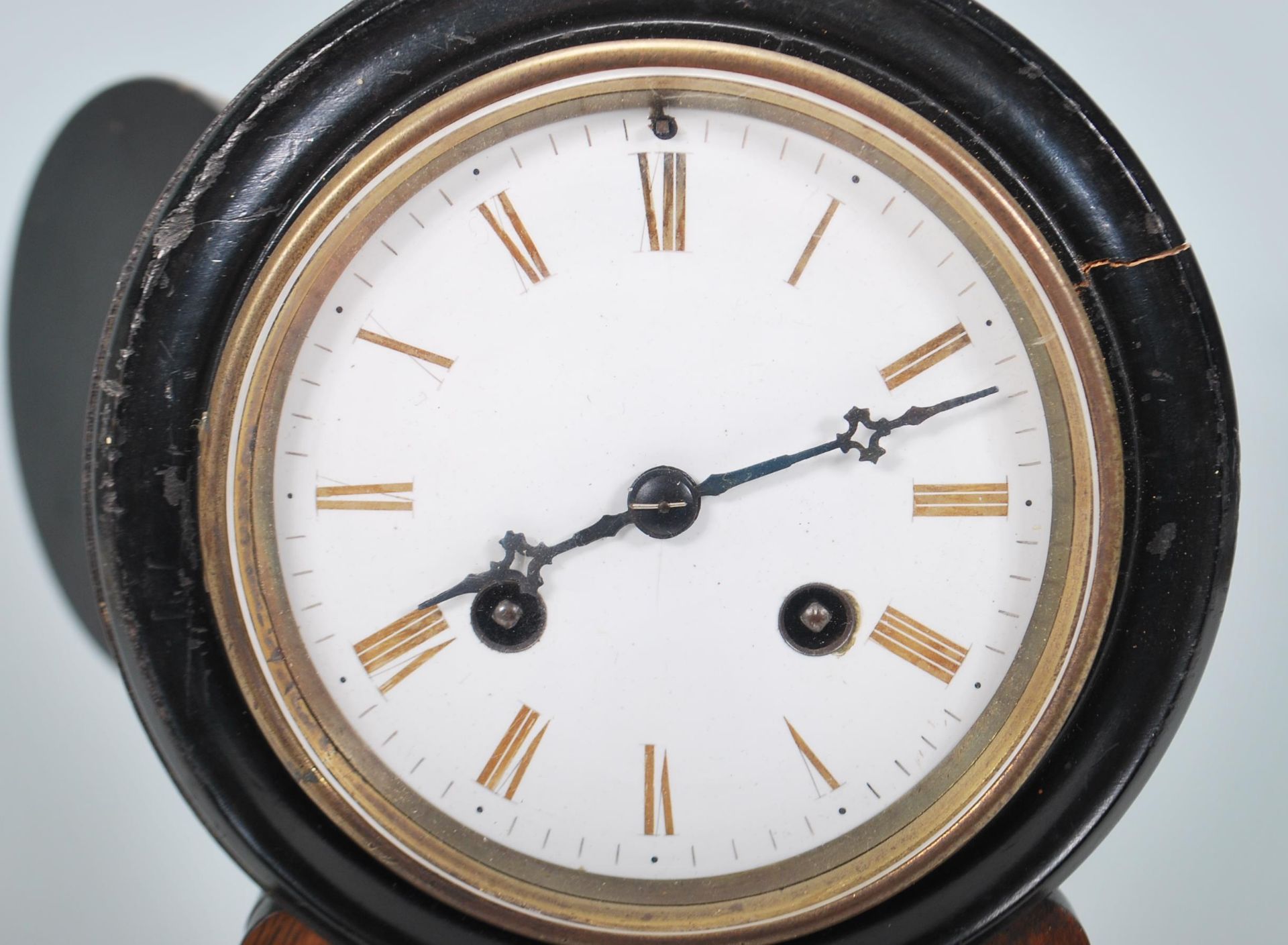 A late 19th Century French walnut cased mantel clock, fitted with barrel movement, the white - Image 6 of 6