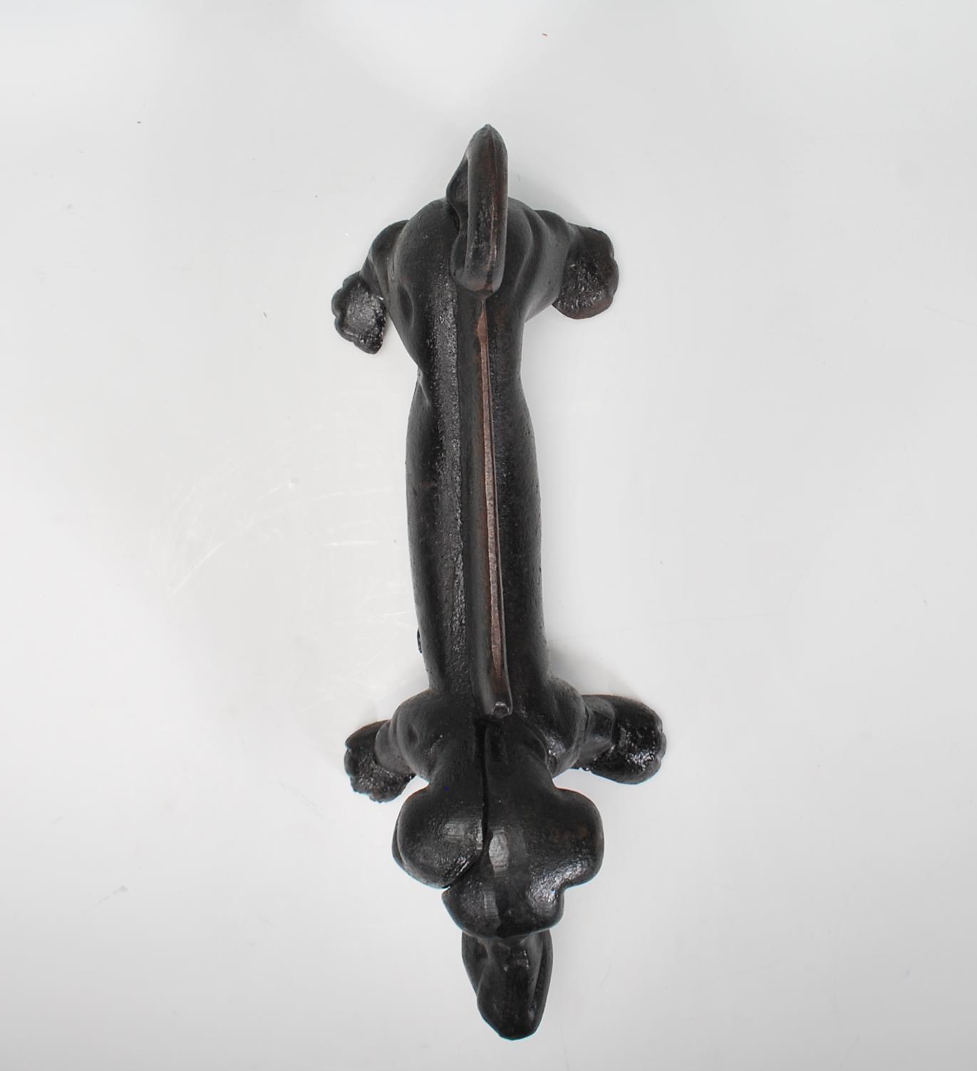 A 20th Century cast iron boot scraper scrape in the form of a Dachshund dog, finished in black paint - Image 6 of 7