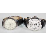 A TCM chronograph multi function automatic 100 meter waterproof watch having a white dial with