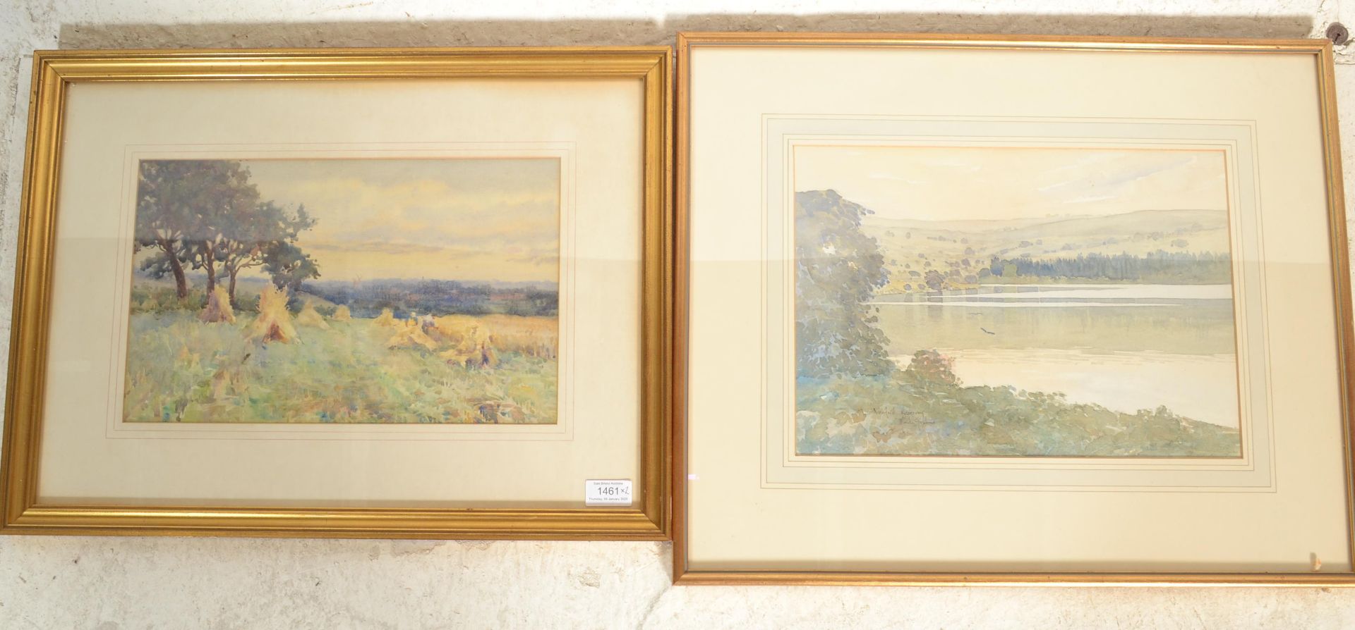 Mark Gibbins - A 20th Century watercolour painting on paper depicting Venford Reservoir with hills