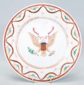 A 19th Century Chinese export armorial plate featuring the national coat of arms of the United