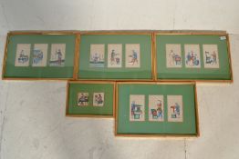 A group of 19th Century Chinese gouache paintings on rice paper to include four frames containing