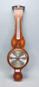 A good Antique style Comitti of London inlaid mahogany aneroid banjo barometer having conch shell