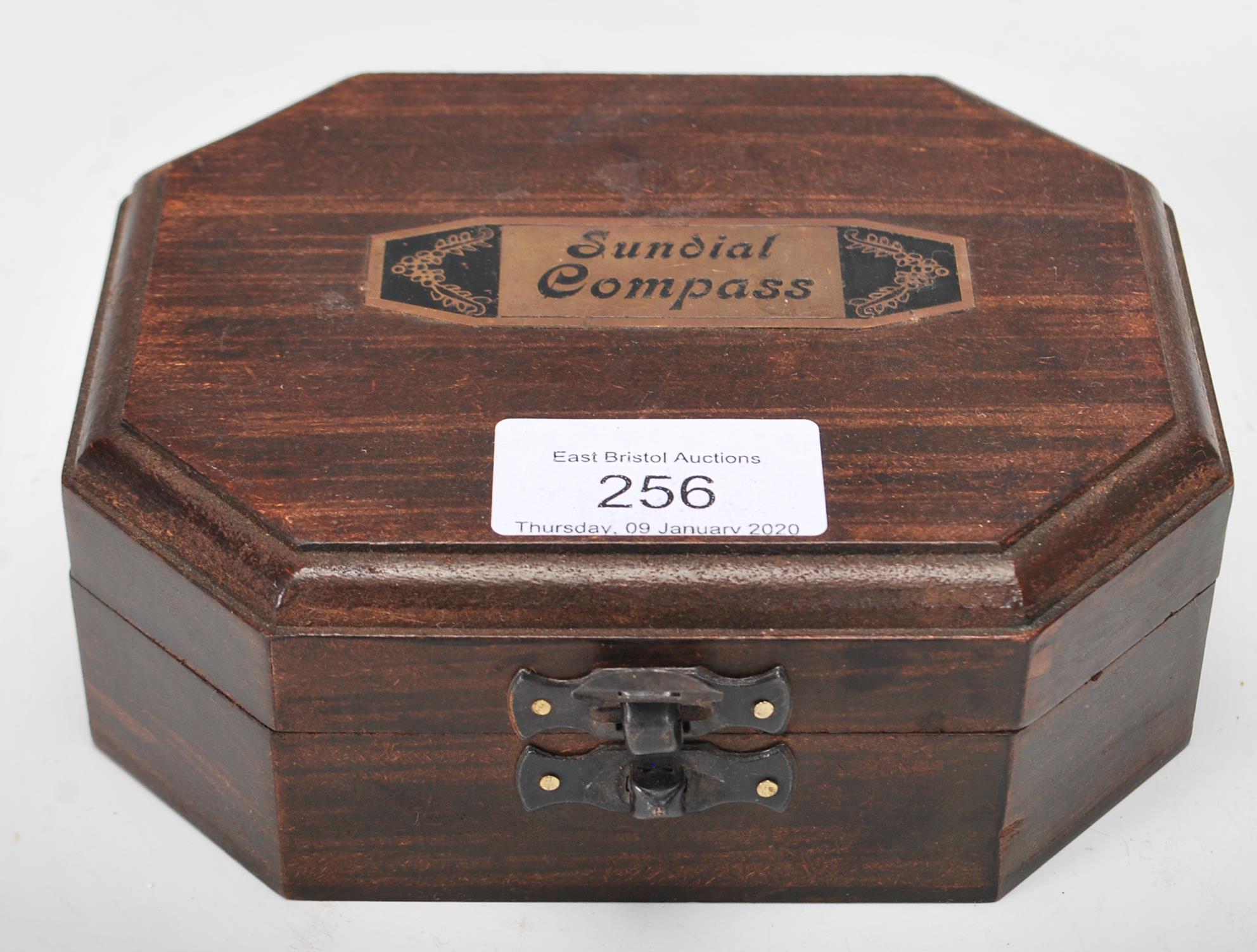 A 20th Century cased brass Sundial Compass, the compass set within the folding metamorphic - Image 7 of 9