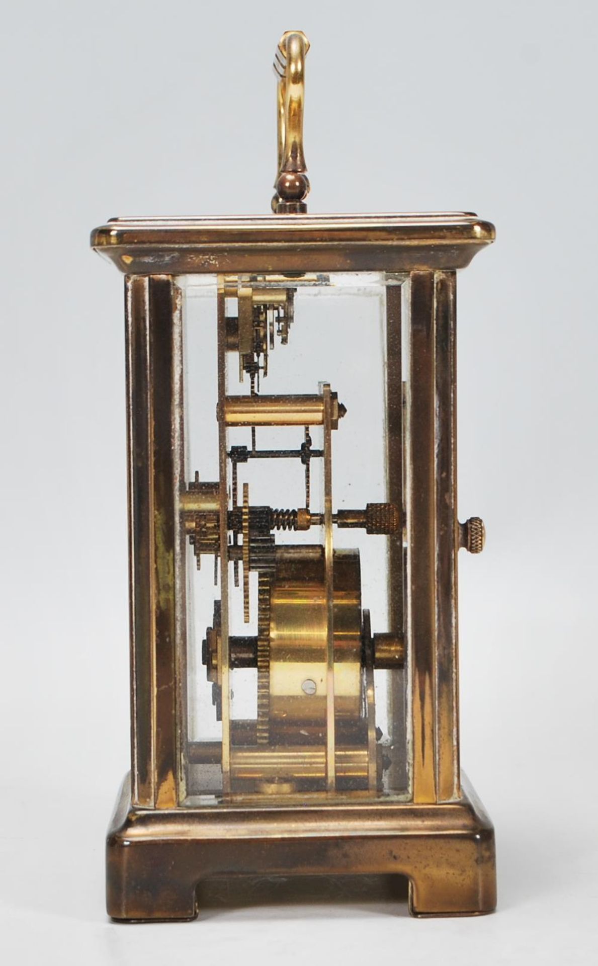 A 20th Century French Bayard 8 day carriage clock being brass cased with three sides set with glazed - Image 5 of 9