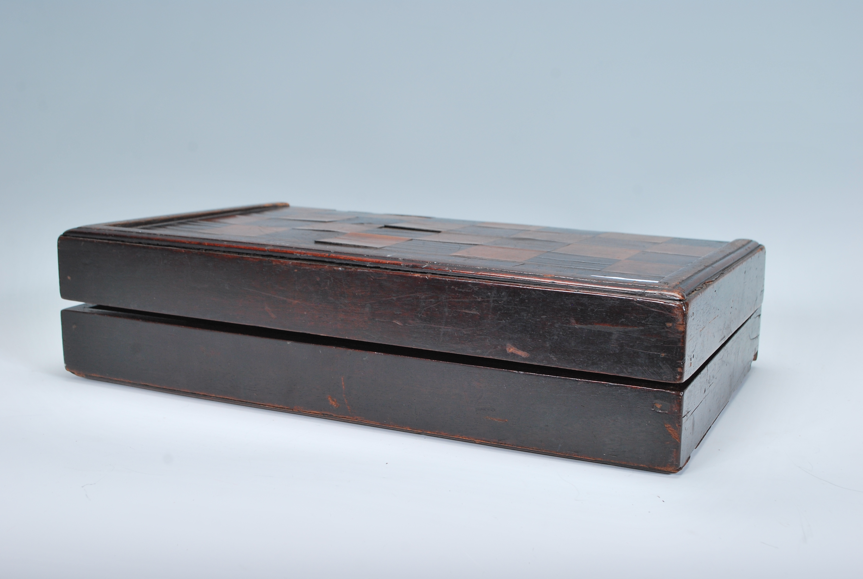 A 19th Century games compendium, in chequerboard case, the case opening up to become a backgammon - Image 9 of 9