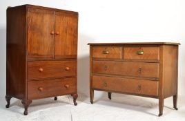 An early 20th Century Art Deco chest of straight drawers together with an Art Deco tall boy having a