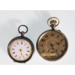 Two 20th Century pocket watches to include a stamped 935 silver pocket watch having engraved