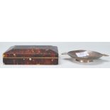 A Victorian 19th century tortoiseshell and silver monogram bar cigarette box of rectangular form