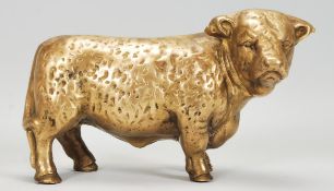 A good double cast believed 19th / 20th century brass bull. Cast in two sections and of heavy