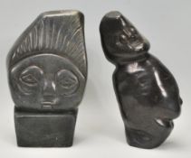 2 20th century  African carved stone sculptures li