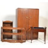 A collection of furniture to include a mahogany bachelor's compactum tallboy, piano stool, oak floor
