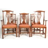 A set of 6 antique style Chippendale revival dining chairs to include 4 standard and 2 carvers.