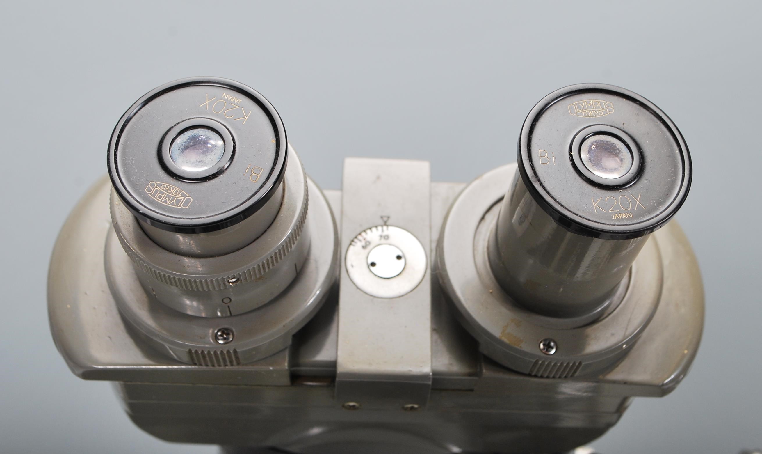 An Olympus Optical Company Ltd, metallurgical microscope, model MJ fitted K20X eyepieces. Together - Image 6 of 7