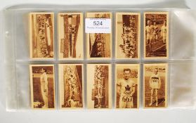 A full set of 36 Olympic Champions of Amsterdam 1928 cigarette cards by Godfrey Philips set within
