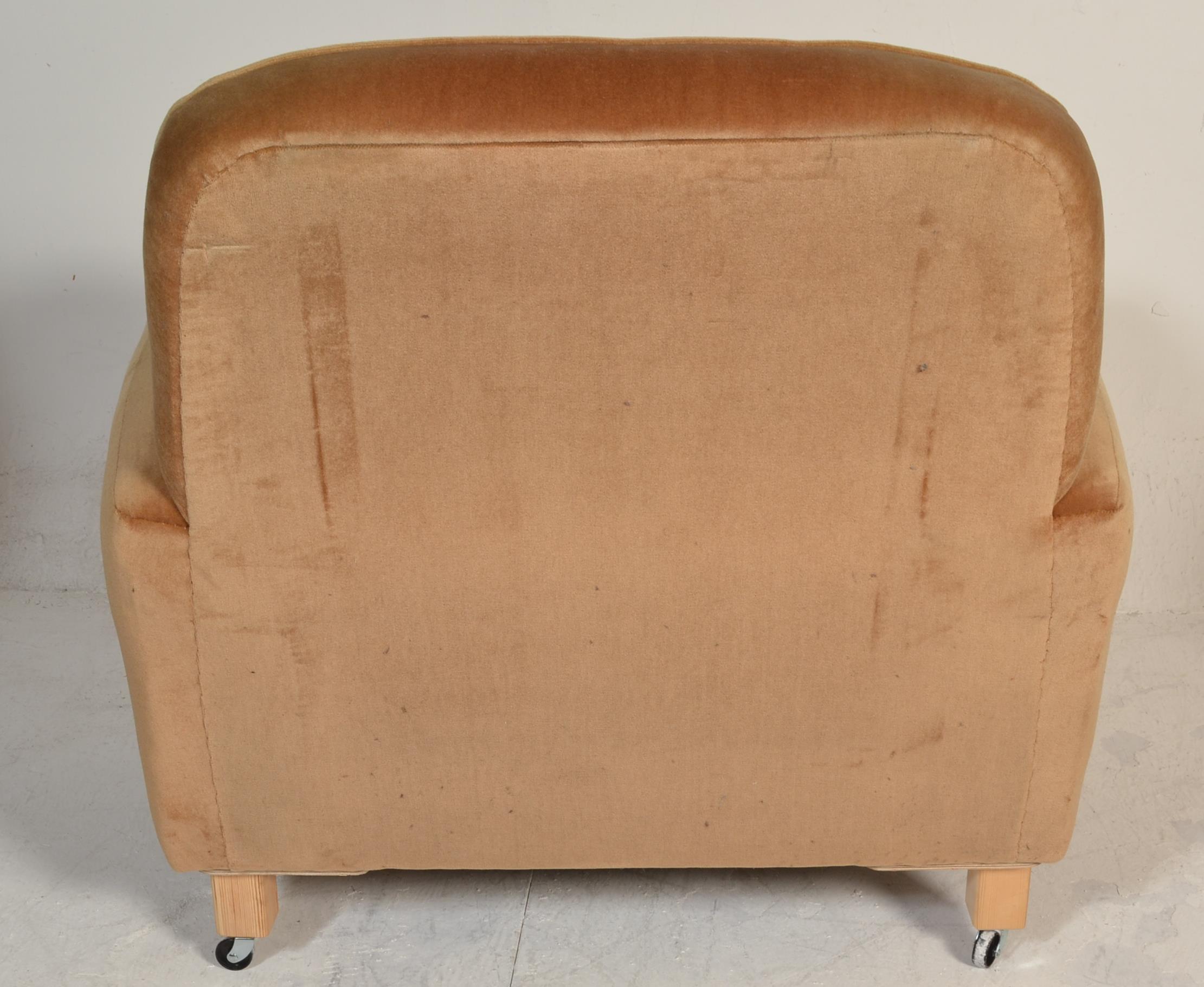 A 1930's Art Deco three piece suite comprising pair of armchairs and a two seat sofa settee being - Image 4 of 12