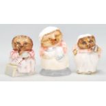 A group of three ceramic Beatrix potter figurines to include Beswick' Mrs Tiggy Winkle' and 'Mrs