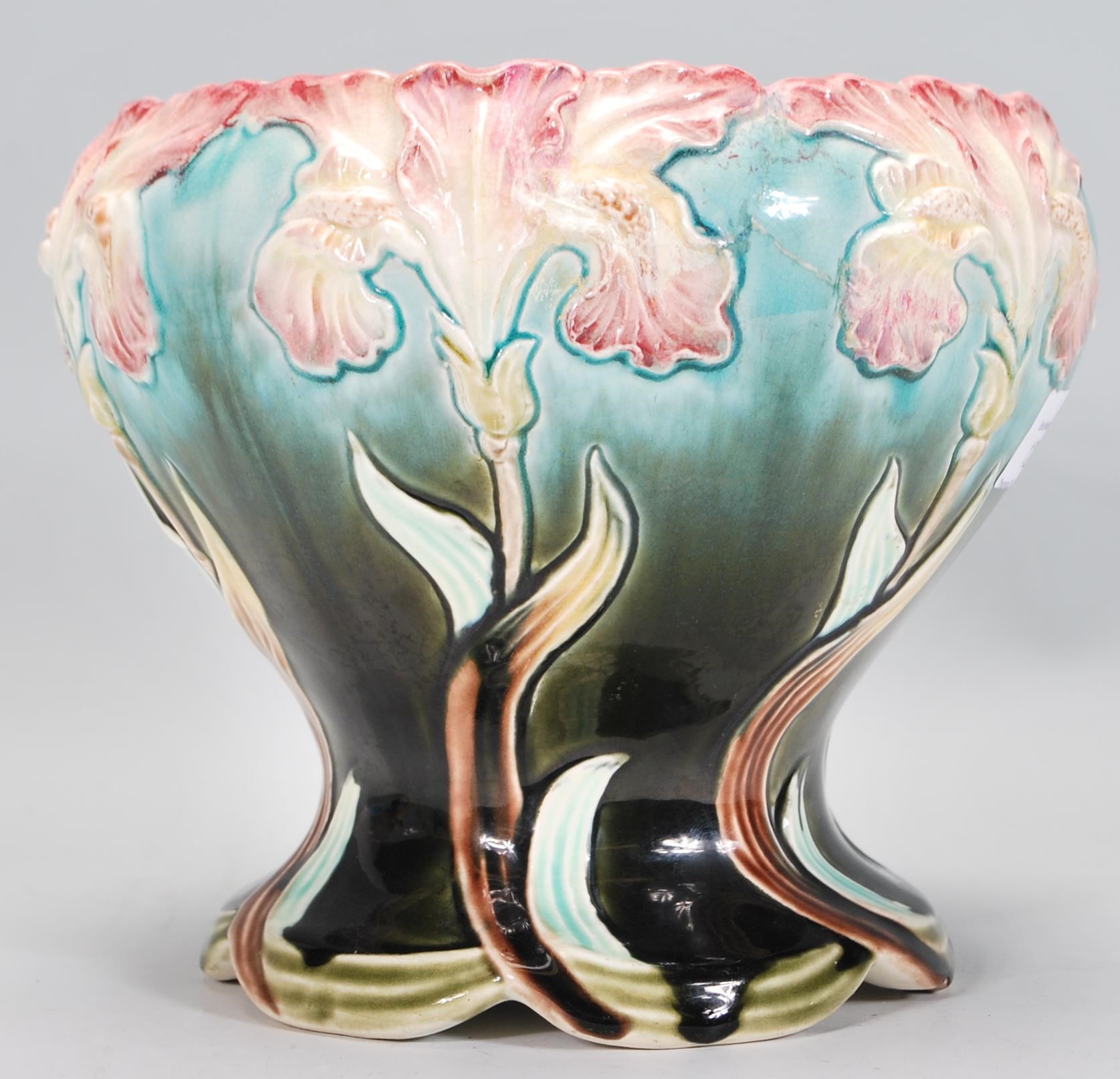 A 20th Century British Anchor Pottery Art Nouveau moorcroft style vase of waisted form having raised