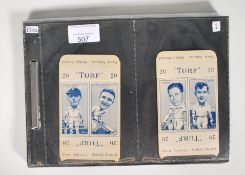 A set of vintage cigarette cards, Carreras TURF slides, Famous Cricketers, complete set of 50 cards,