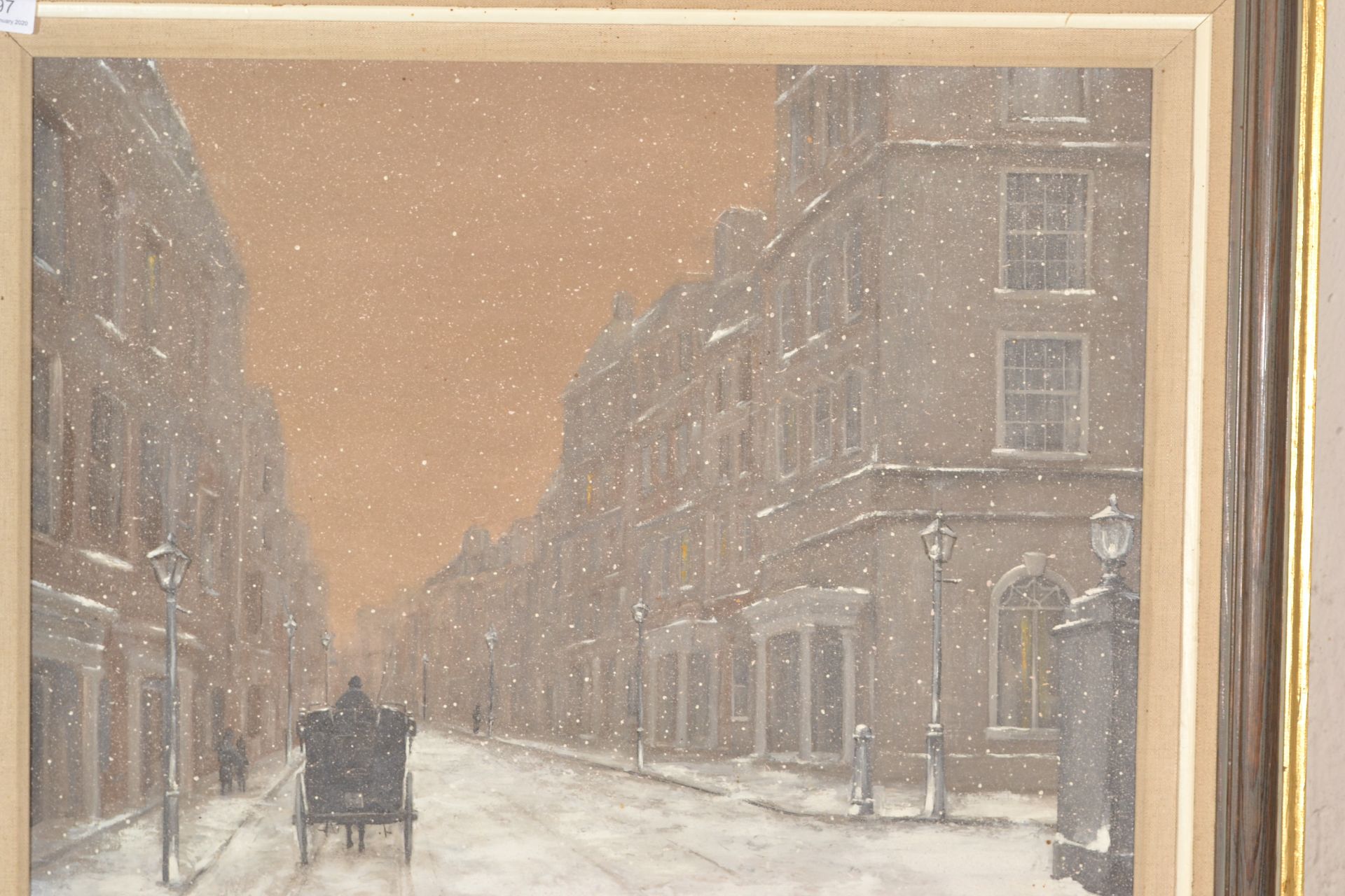 G. Grinling - A 20th Century oil on canvas painting depicting a London street in the snow with a - Bild 2 aus 4