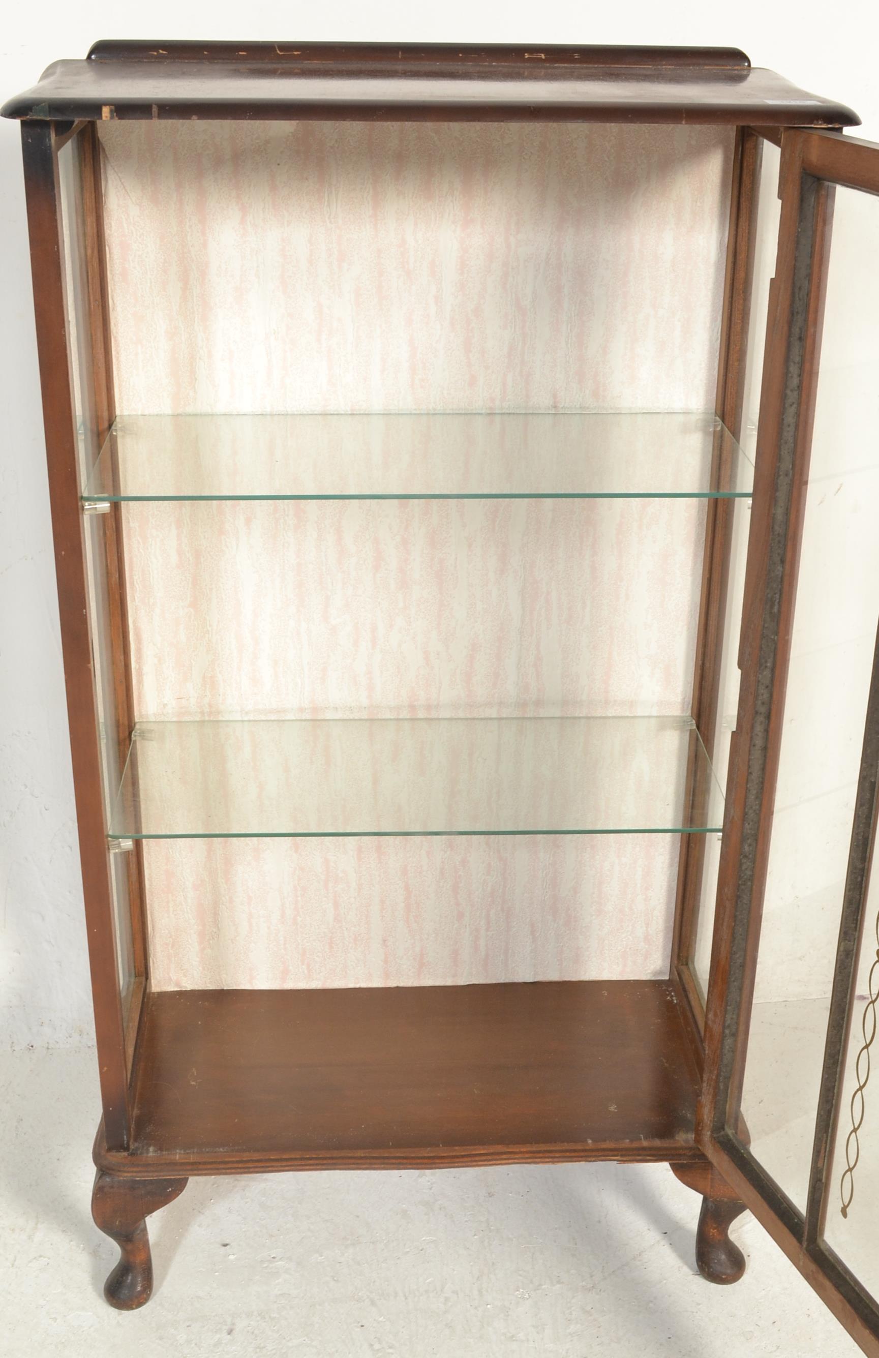 An early 20th Century Art Deco walnut display china cabinet, glazed single door with flanked by - Image 5 of 5
