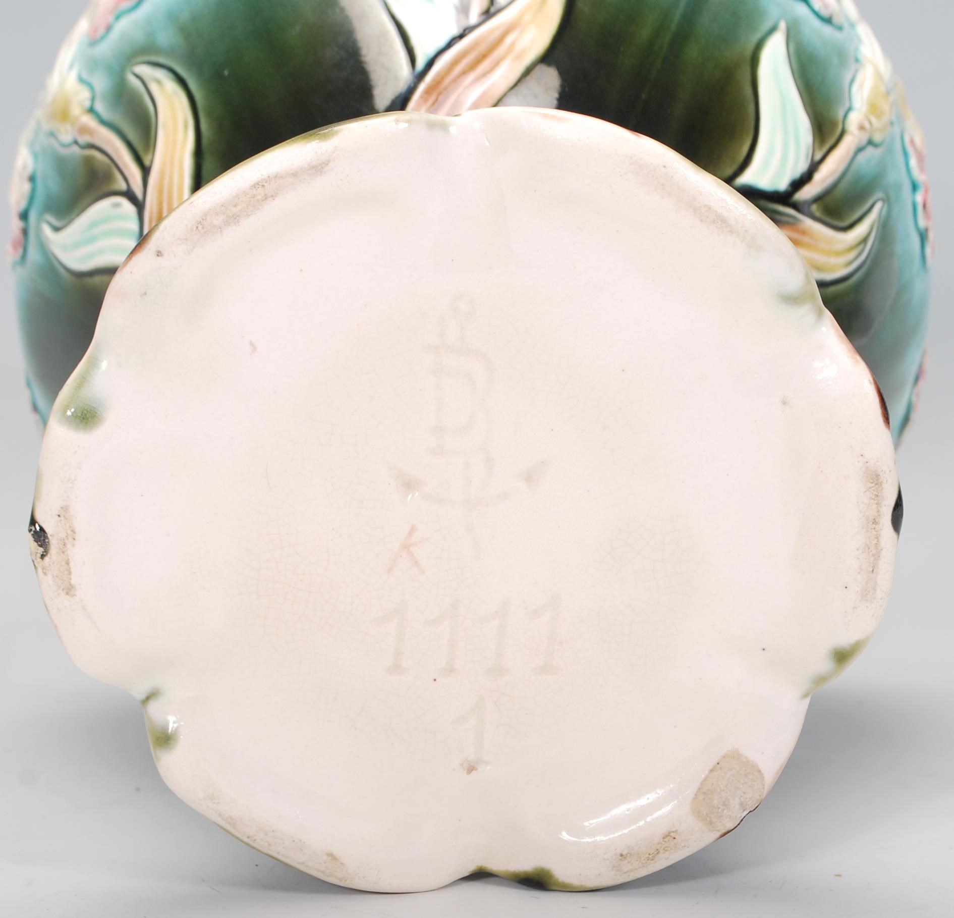 A 20th Century British Anchor Pottery Art Nouveau moorcroft style vase of waisted form having raised - Image 7 of 7