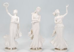 A collection of 3 Wedgwood bisque figure of 'Euphrosyne- the joyful' from the Three Graces, Ltd