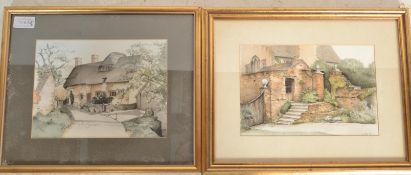 N. S. Price - Two late 20th Century watercolour and black ink paintings on paper depicting