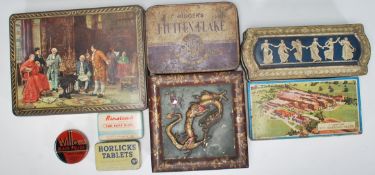 A collection of vintage 20th Century advertising / pictorial biscuit and other tins of varying