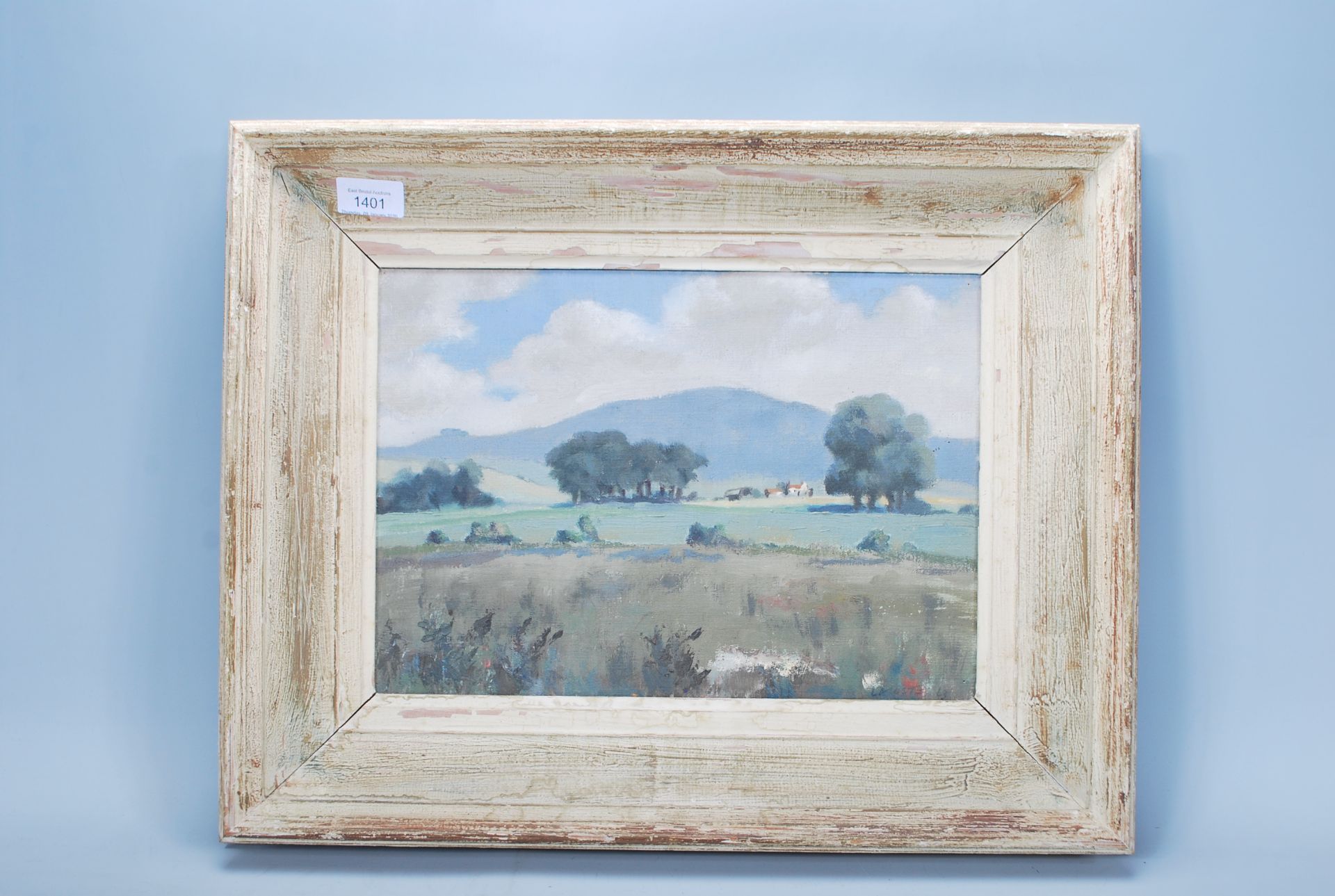 Gerald Lacoste - 'Litlington' - A mid 20th Century oil on canvas painting depicting a landscape - Bild 2 aus 8