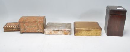 A collection of of tea caddies and cigarette boxes