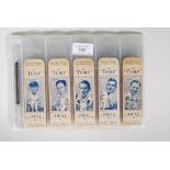 A fell set of 50 Carreras Turf cigarette cards, Famous Cricketers series, on uncut slides with
