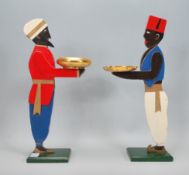 A pair of 20th Century free standing ashtrays modelled after dumbwaiters constructed from  wooden