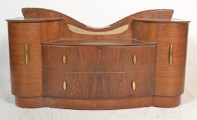 A 1930's Art Deco walnut veneer dressing chest of drawers / table. Raised on plinth base with a