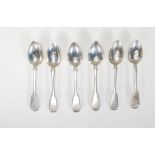A selection of six silver hallmarked William IV fiddle pattern teaspoons dating from the early