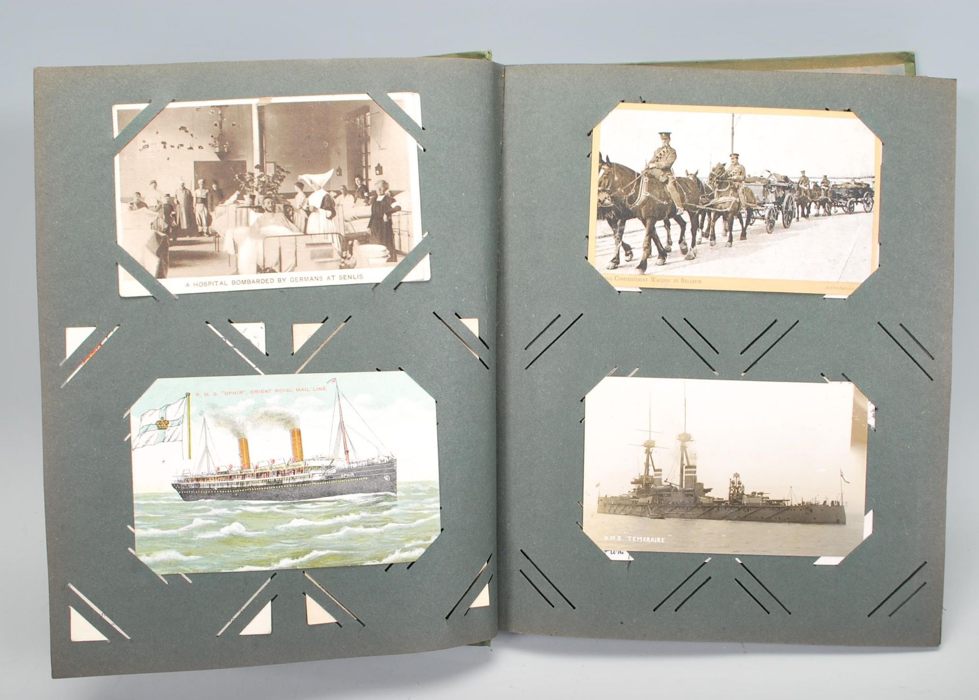 A vintage postcard album containing many cards to include topographical, Naval, Military, Humour and - Bild 4 aus 8