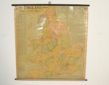 A Vintage Scarborough map of England and wales showing Geographical Counties and Boroughs, all