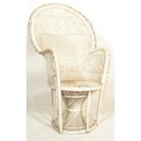 A 20th Century vintage / retro 1970's retro wicker peacock armchair / chair finished in white having