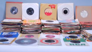 A collection of 45rpm 7" vinyl singles dating from the 1960's featuring various artists and genres