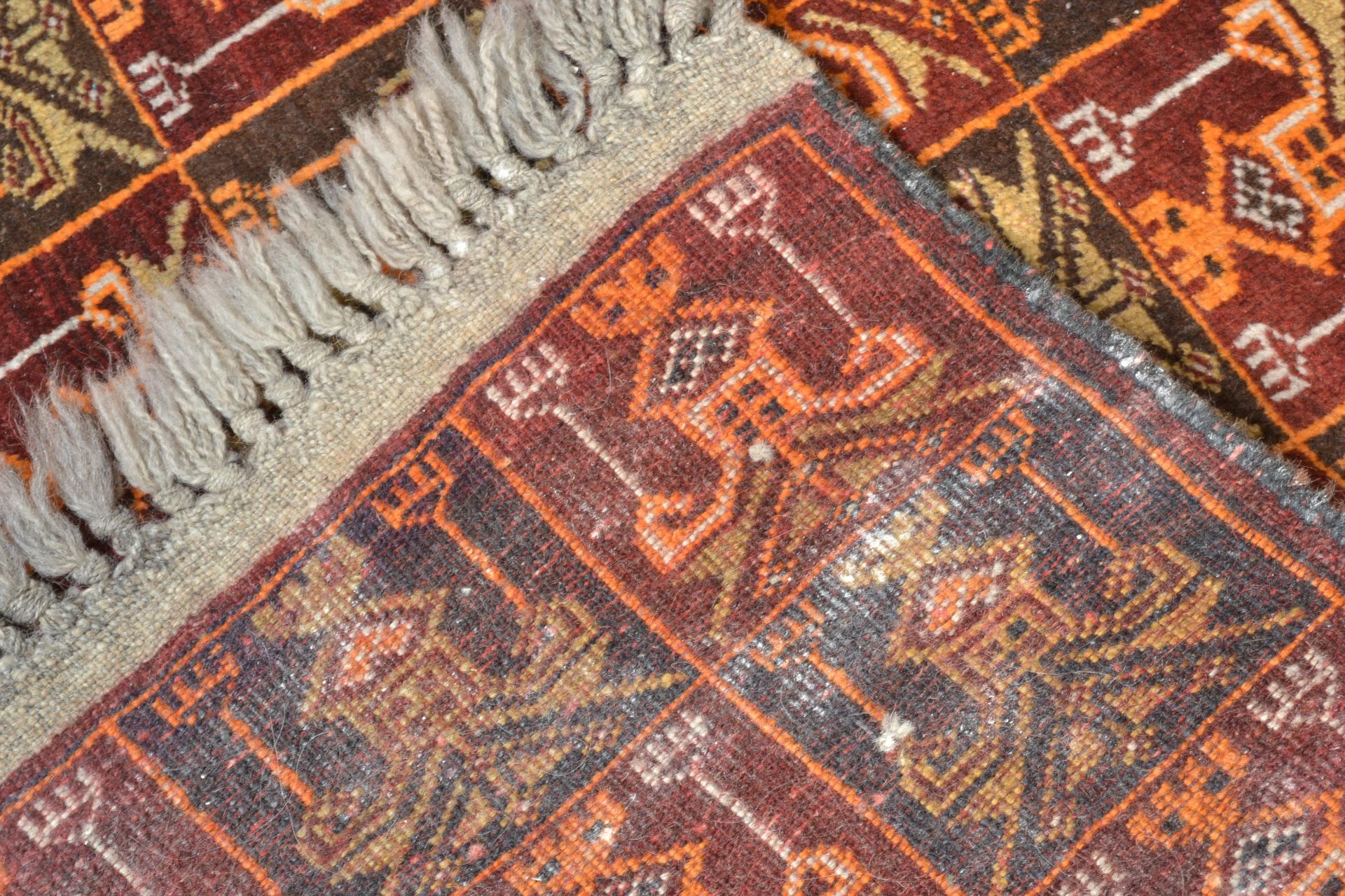 A collection of  20th century rugs to include a large red ground Persian runner with geometric - Image 6 of 7