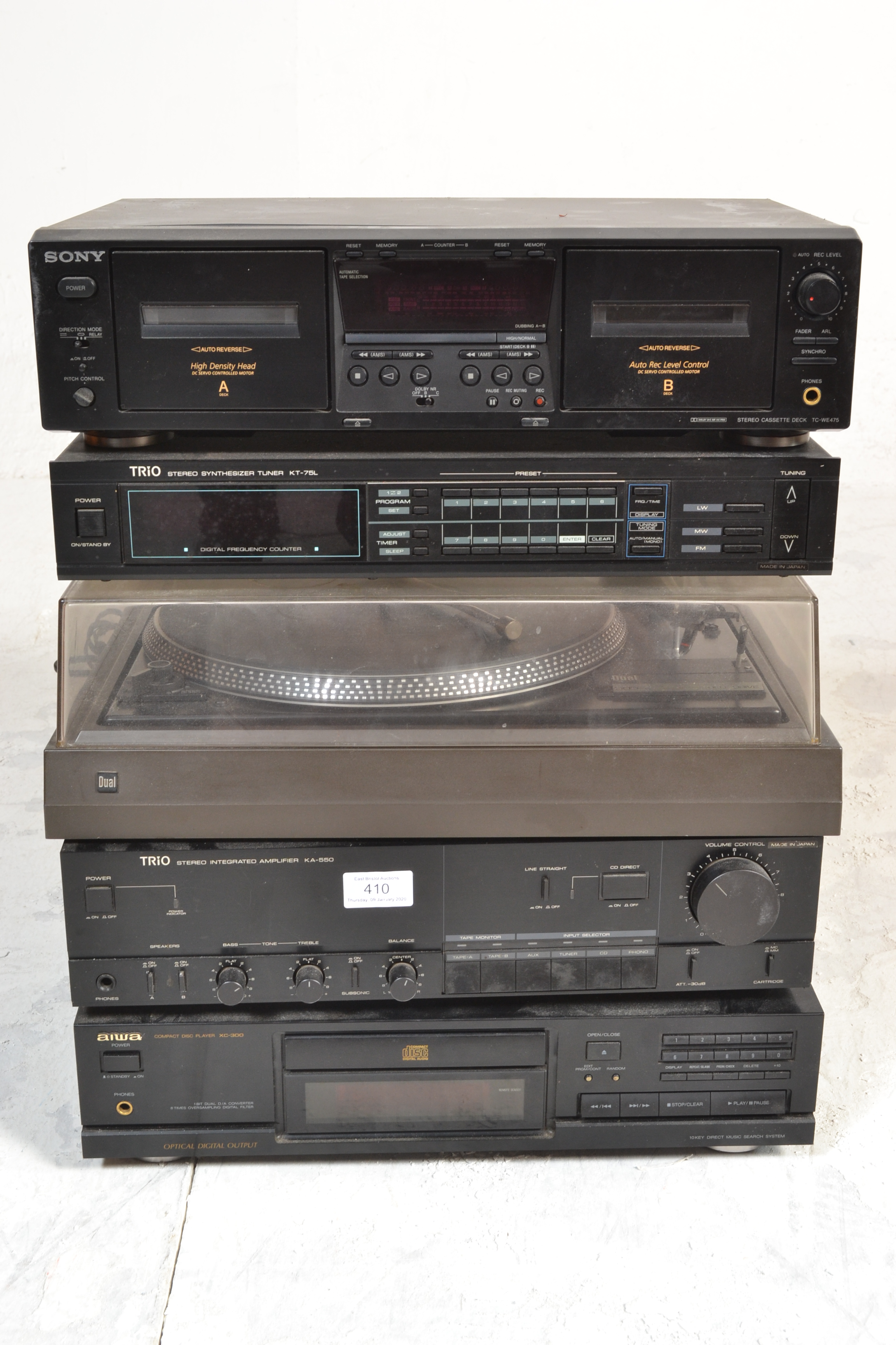 A collection of hi-fi separates to include Trio Integrated map KA-550, Aiwa compact disc player XC-