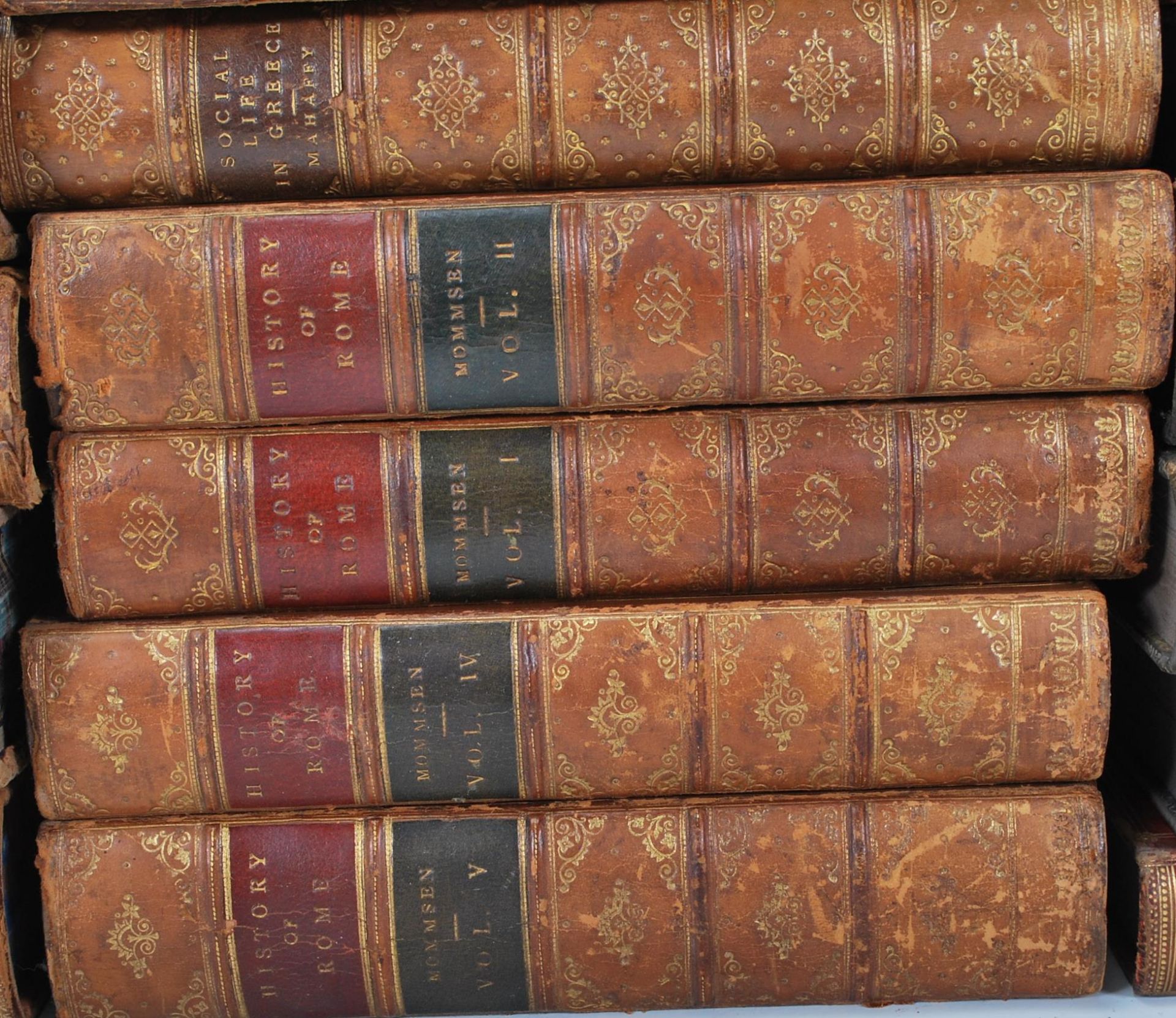 A collection of leather bound antique academic history books to include; Life of the Greeks and - Bild 9 aus 12