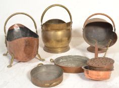 A good early 20th Century copper and brass coal sc