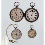 A collection of silver pocket watch to include a London hallmarked open faced key wind pocket