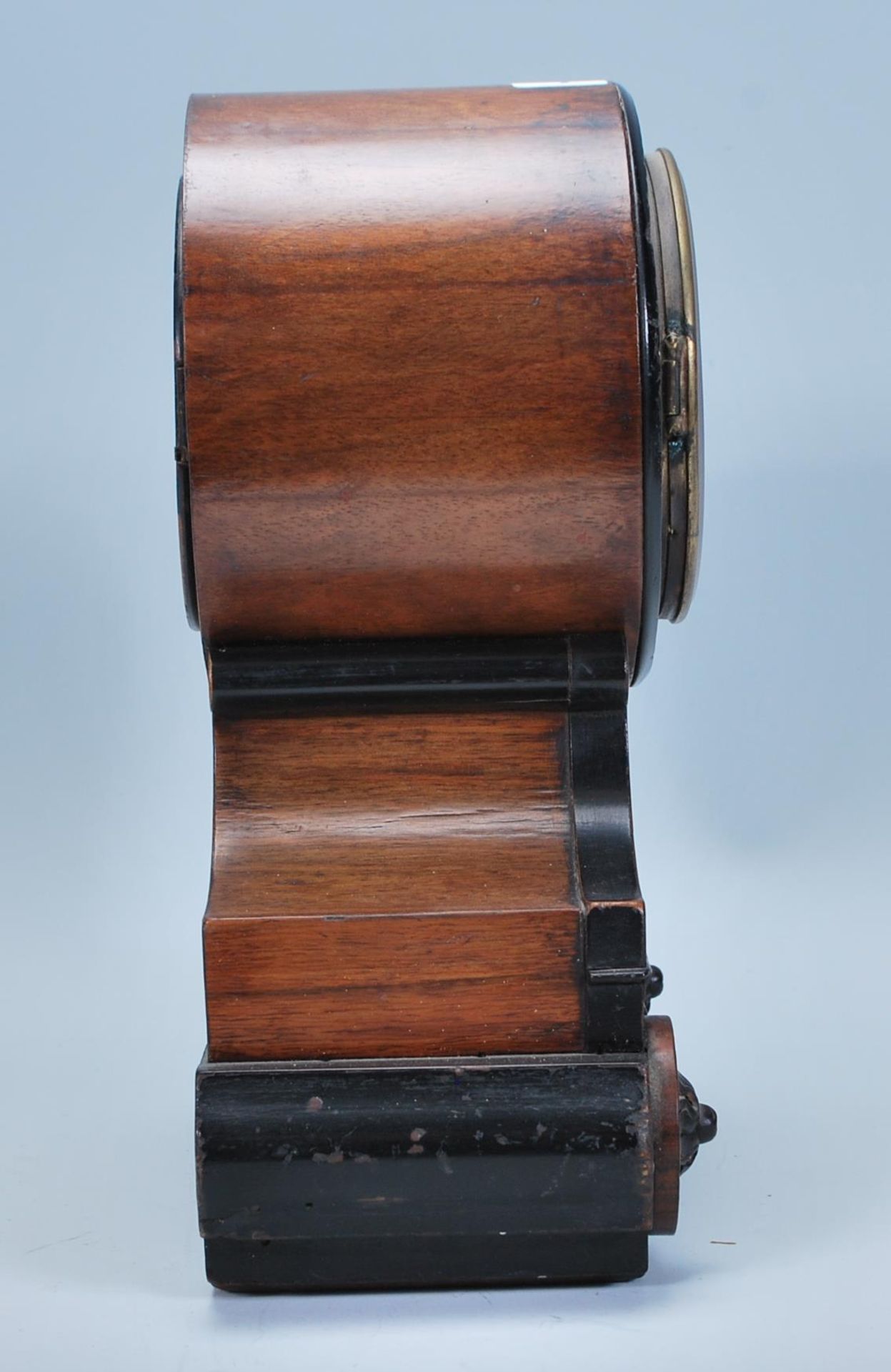 A late 19th Century French walnut cased mantel clock, fitted with barrel movement, the white - Image 3 of 6
