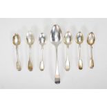 A set of 6 silver hallmarked George III teaspoons by various silversmiths including J E Terrey &
