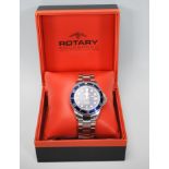 A Rotary Aquaspeed professional diver's watch having a blue enamelled face with white markers to the